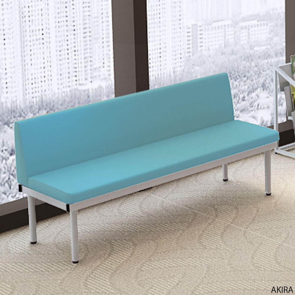 ロビーチェア 背もたれ付きベンチ 幅150cm ブルー 背もたれなし イメージ画像 家具のAKIRA
