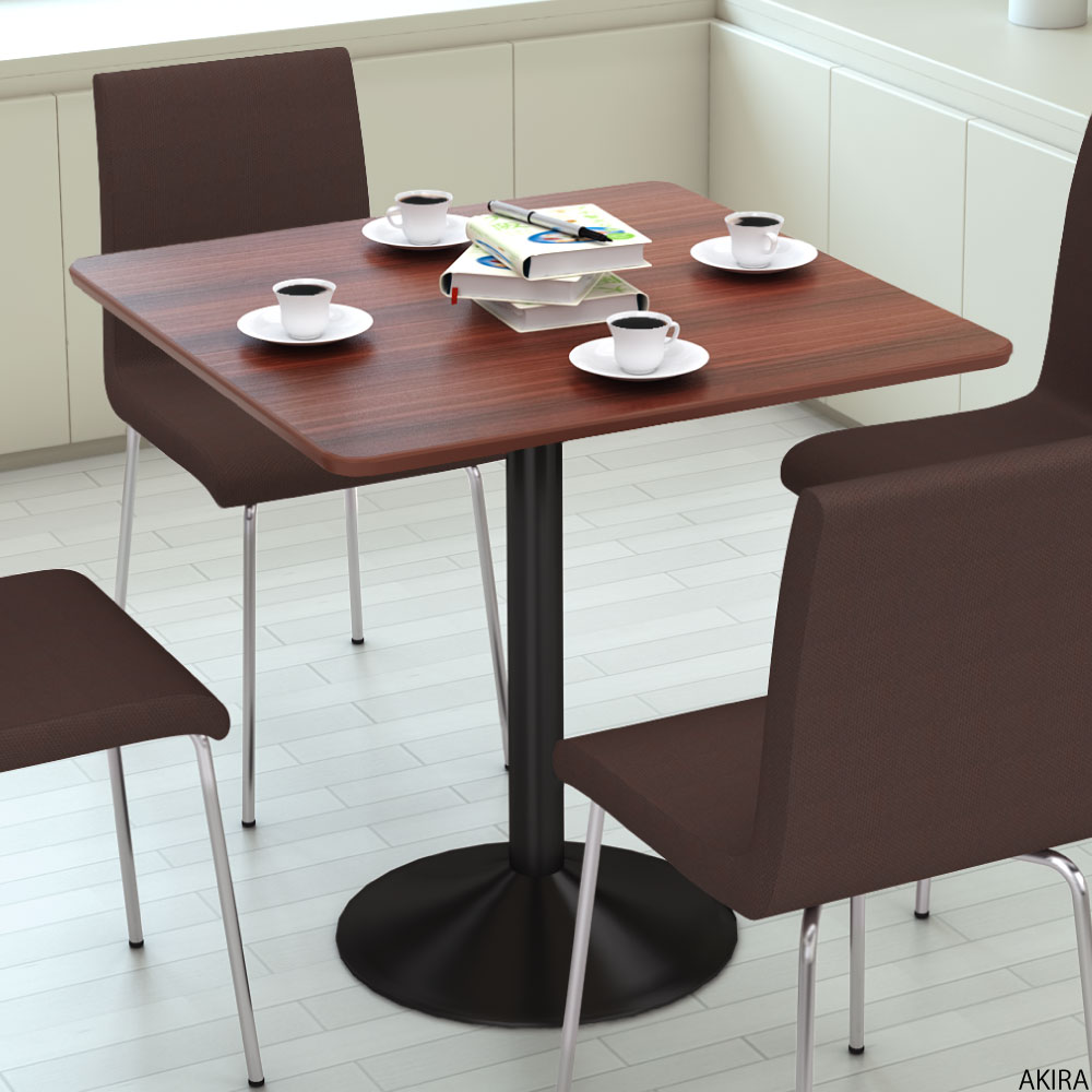 カフェテーブル 四角天板 幅75cm ブラウン木目 スチール脚 イメージ画像 家具のAKIRA