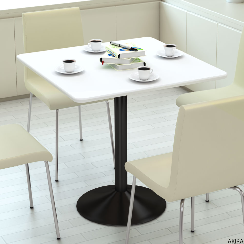 カフェテーブル 四角天板 幅75cm ホワイト スチール脚 イメージ画像 家具のAKIRA
