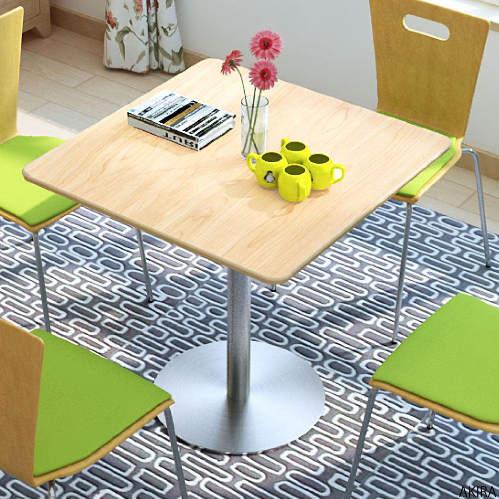 カフェテーブル 四角天板 幅75cm ナチュラル木目 ステンレス脚 イメージ画像 家具のAKIRA