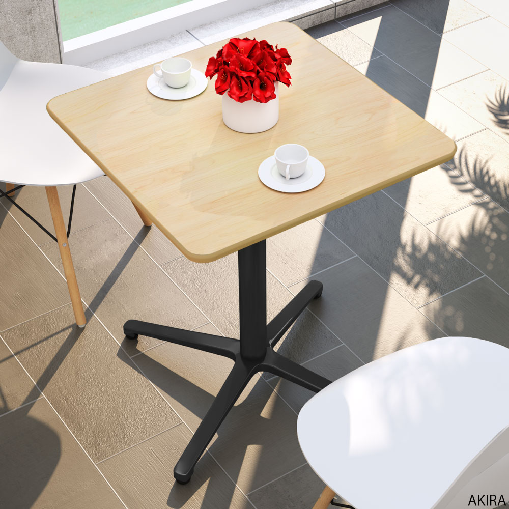 カフェテーブル 四角天板 幅60cm ナチュラル木目 アルミブラック脚 イメージ画像 家具のAKIRA