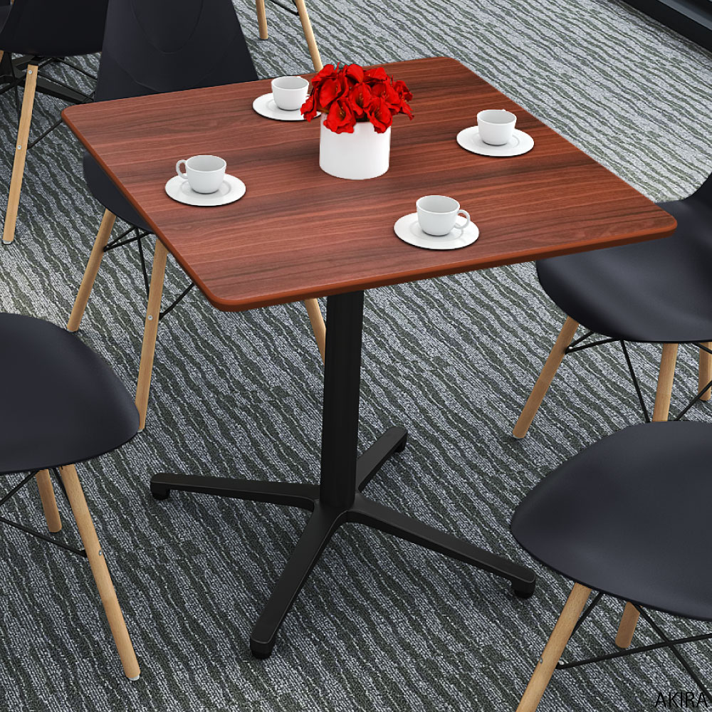カフェテーブル 四角天板 幅75cm ブラウン木目 アルミブラック脚 イメージ画像 家具のAKIRA