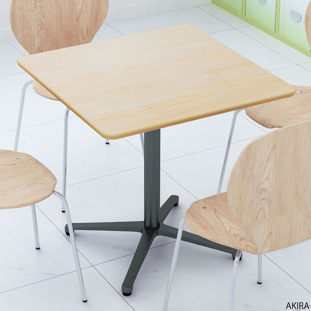 カフェテーブル 四角天板 幅75cm ナチュラル木目 アルミブラック脚 イメージ画像 家具のAKIRA