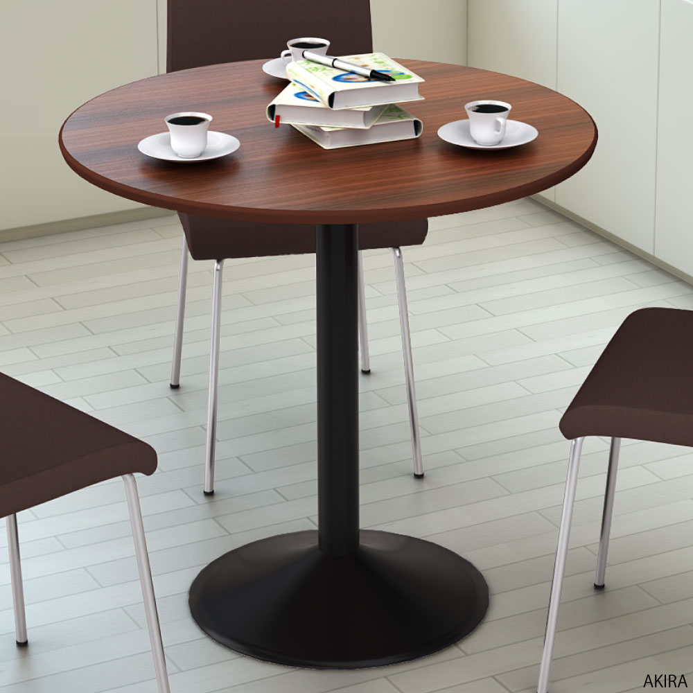 カフェテーブル 丸天板 幅75cm ブラウン木目 スチール脚 イメージ画像 家具のAKIRA
