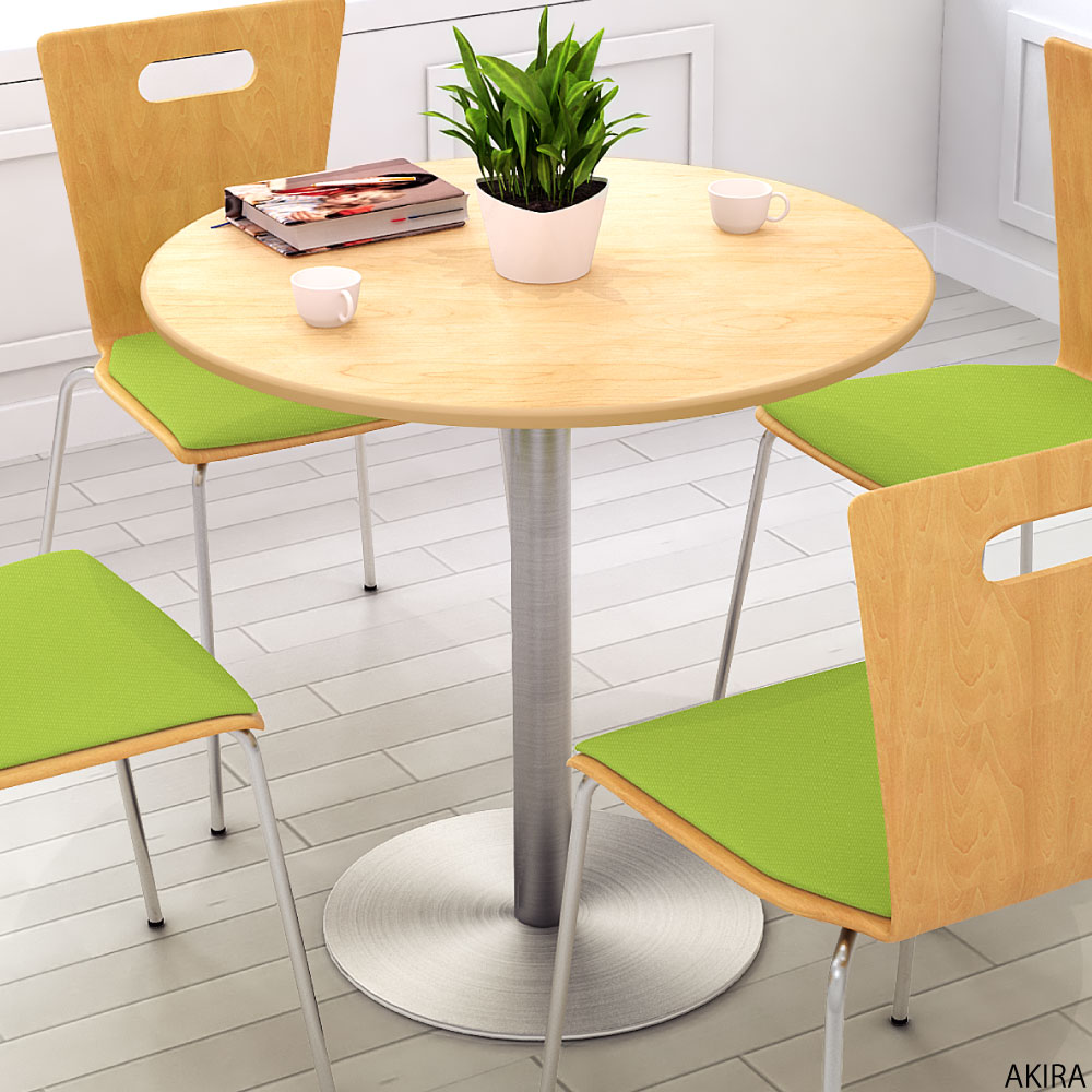 カフェテーブル 丸天板 幅75cm ナチュラル ステンレス脚 イメージ画像 家具のAKIRA