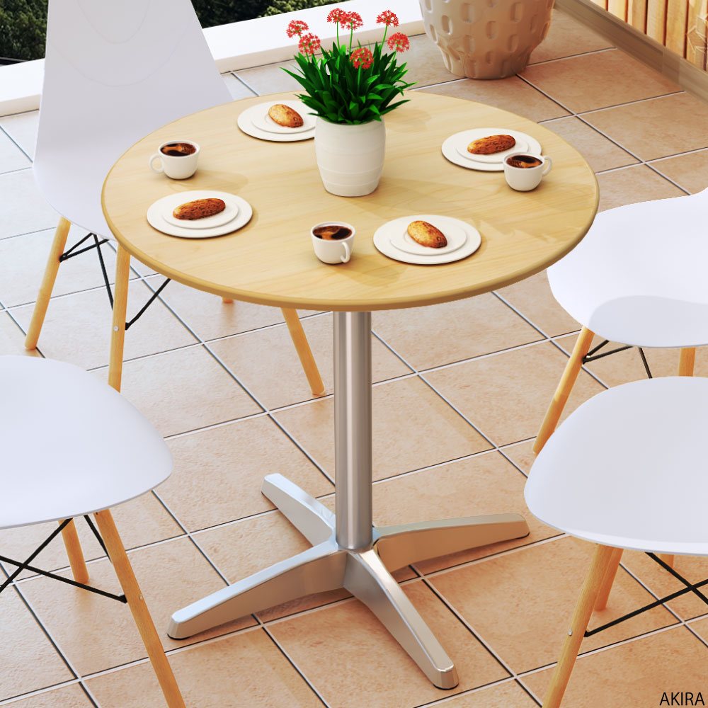 カフェテーブル 丸天板 幅75cm ナチュラル アルミ脚 イメージ画像 家具のAKIRA