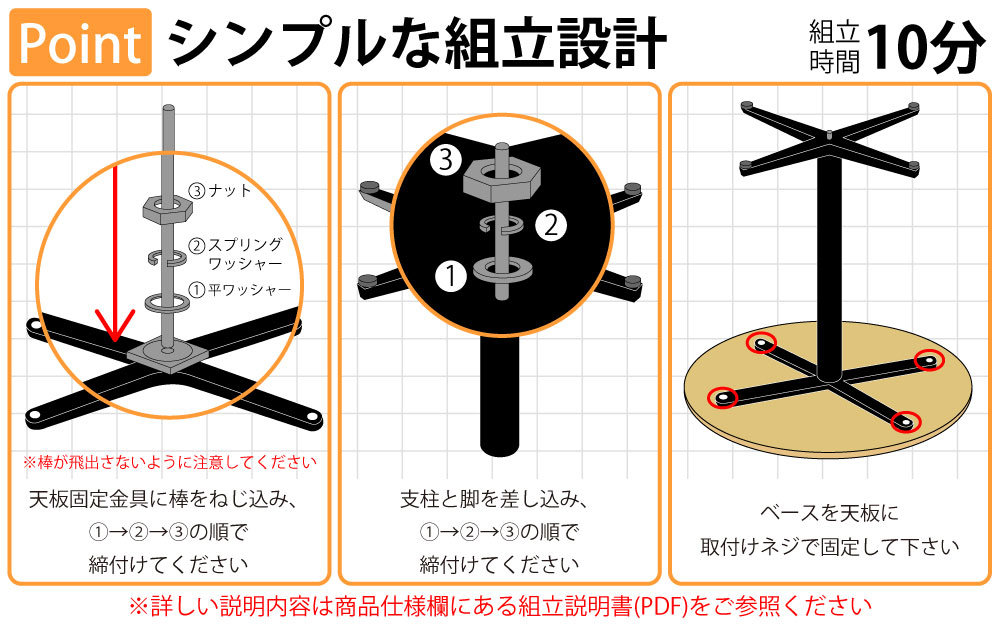 カフェテーブル 丸天板 幅60cm アルミ ブラック脚 ポイント4 簡単組立 家具のAKIRA