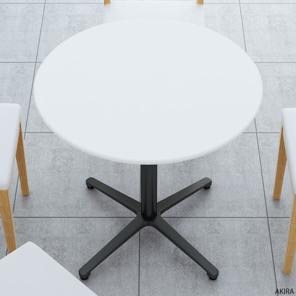 カフェテーブル 丸天板 幅75cm ホワイト アルミ ブラック脚 イメージ画像 家具のAKIRA