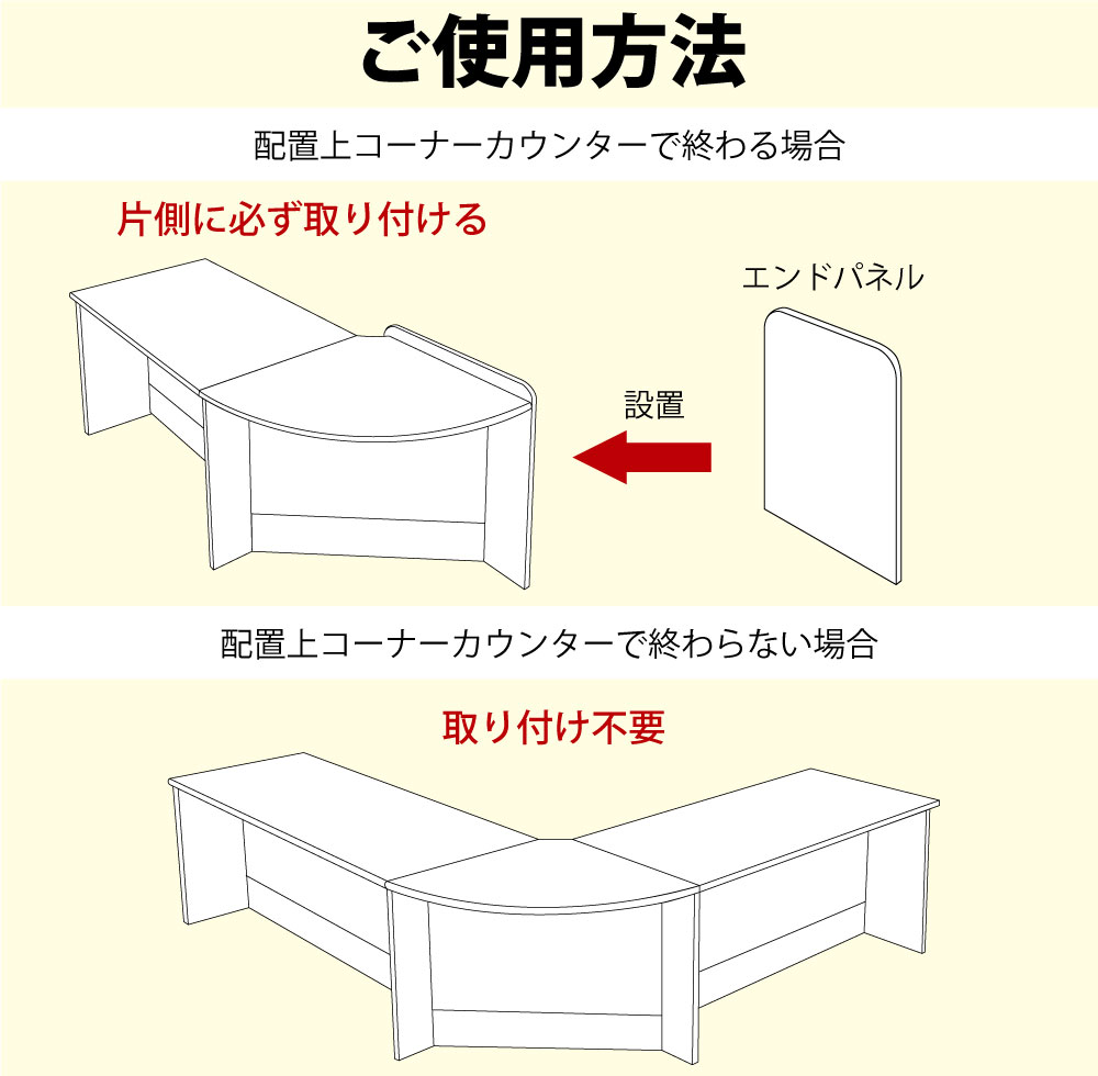 受付カウンター コーナー専用 エンドパネル ローカウンター パネル
