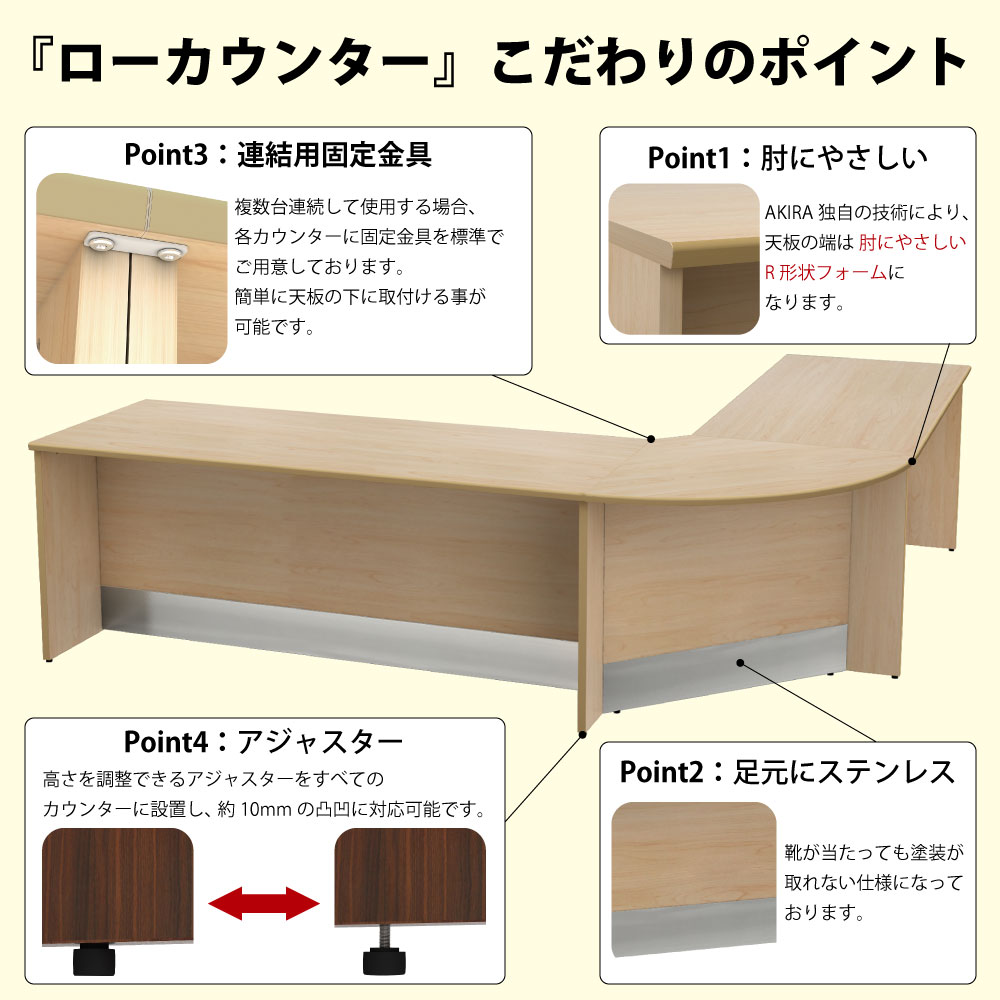 ローカウンター 受付台 ローカウンターのこだわりポイント 機能性の説明