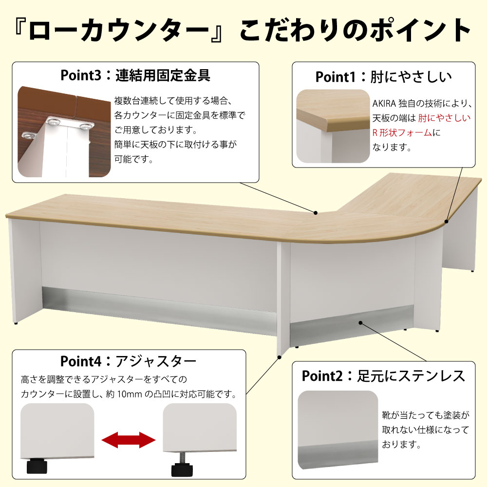 ローカウンター 受付台 ローカウンターのこだわりポイント 機能性の説明