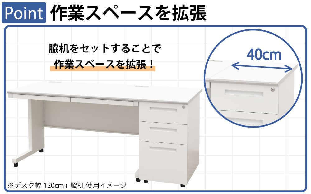 袖机 サイドデスク オフィスデスク スチールデスク 平机 ポイント8 作業スペースを拡張 家具のAKIRA