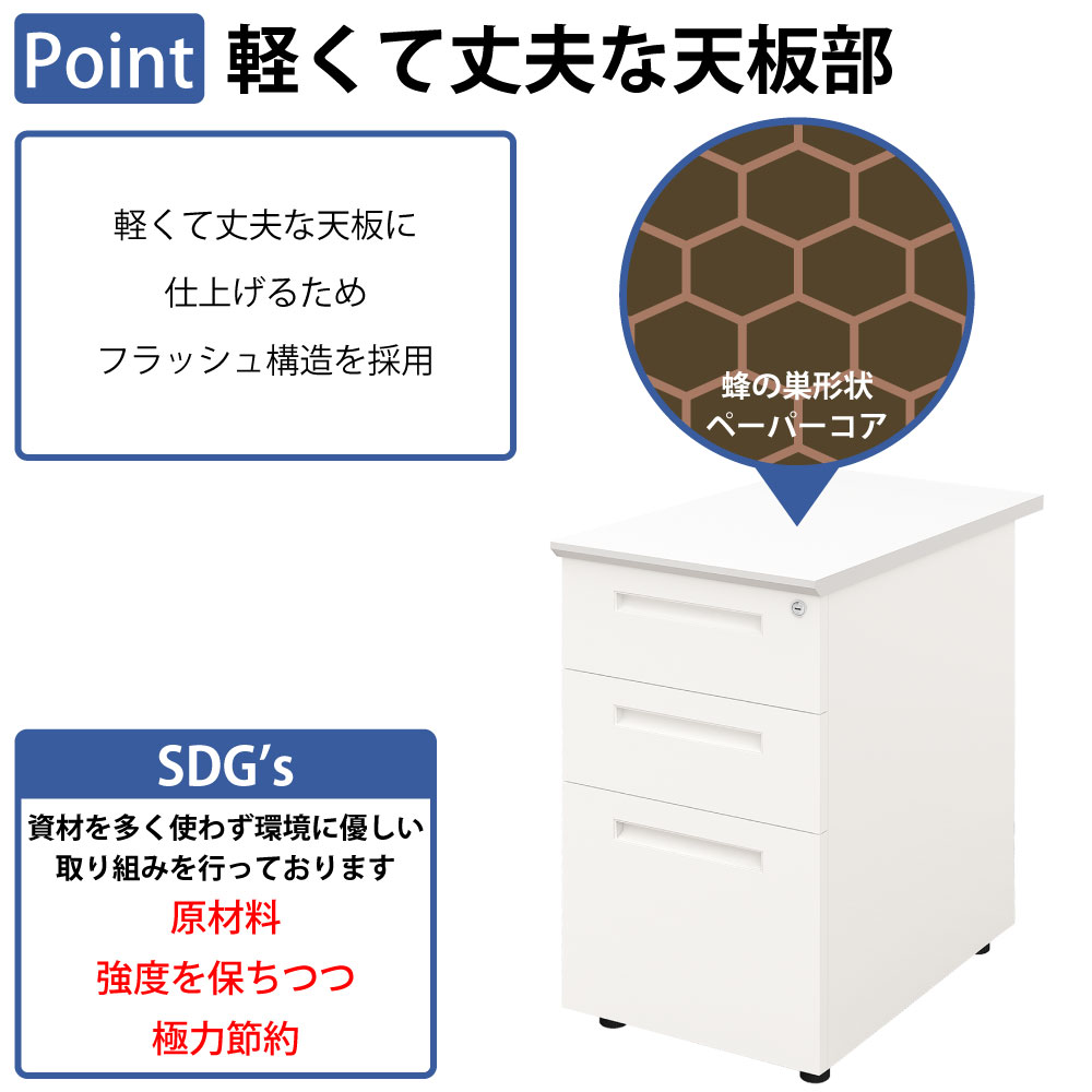 袖机 サイドデスク オフィスデスク スチールデスク 平机 ポイント1 軽くて丈夫な天板部 フラッシュ構造 家具のAKIRA