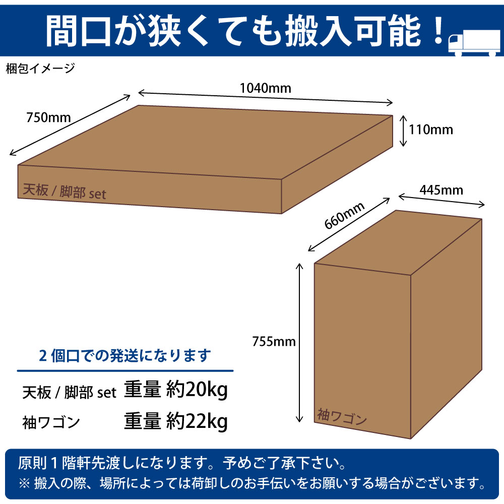 オフィスデスク スチールデスク 片袖机 片袖デスク 幅100cm 梱包イメージ 梱包サイズ 家具のAKIRA