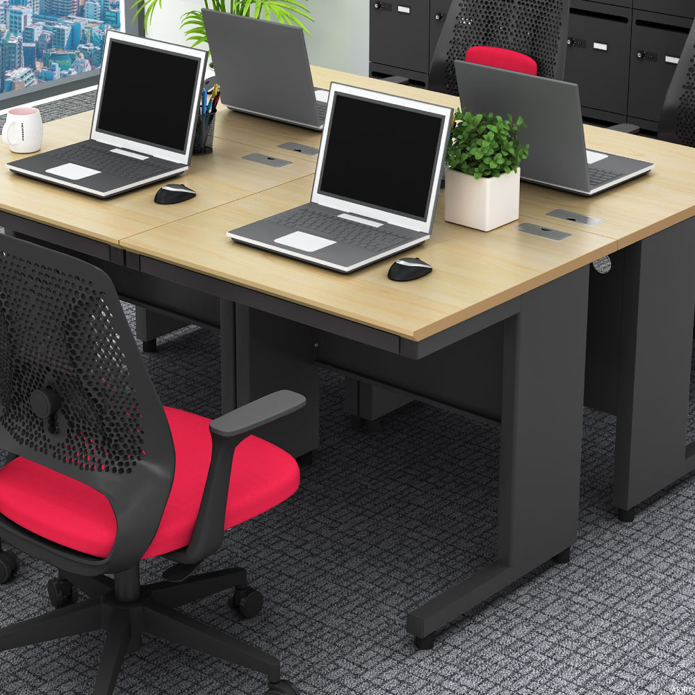 オフィスデスク スチールデスク 平机 ワークデスク ワーキングデスク 幅80cm ナチュラル×ブラック イメージ画像 家具のAKIRA