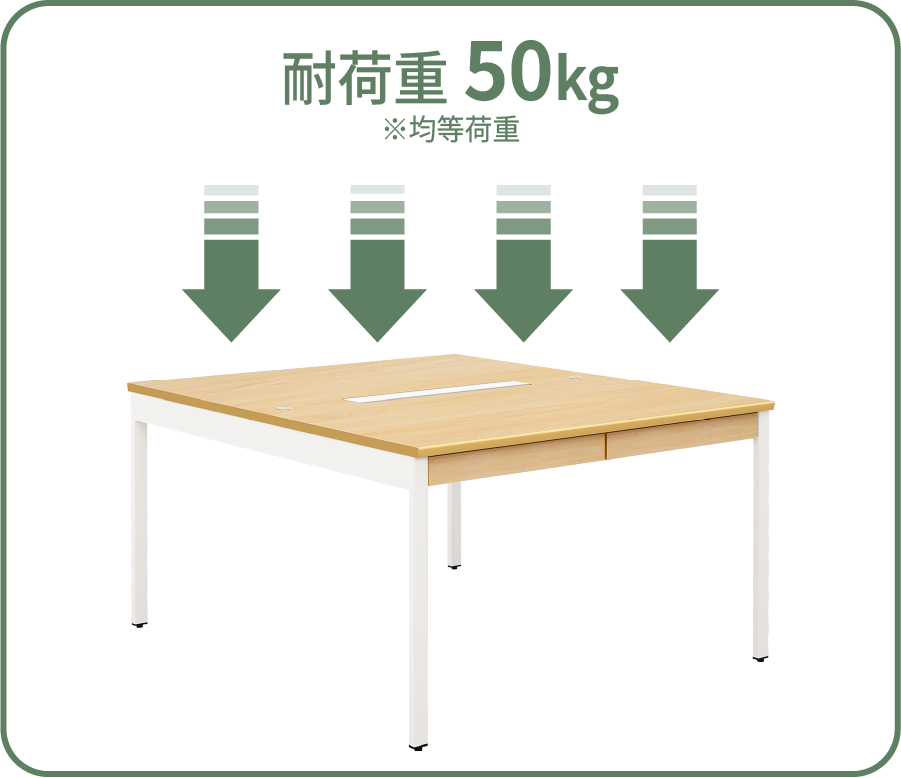 天板耐荷重50kg（均等荷重）