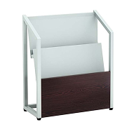 パンフレットスタンド(マガジンラック）ブラウン木目×グレー