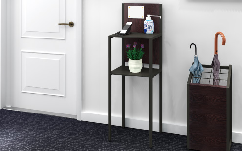 テレフォンスタンド 電話台 受付台 ブラウン木目×ブラック