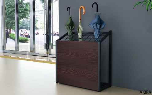 傘立て アンブレラスタンド 24本入れ ブラウン木目×ブラック