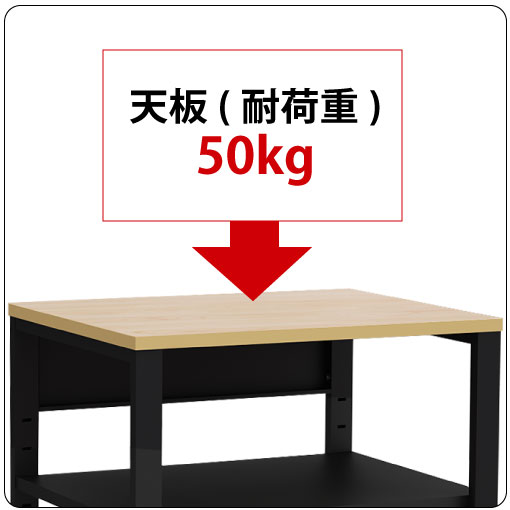 家具のAKIRAならではのポイント ポイント3 十分な耐荷重設計 天板(均等荷重） 50kg