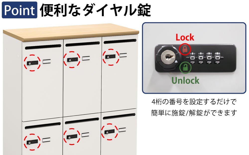 パーソナルロッカー スチールロッカー 6人用 ポイント2 ダイヤル錠 ダイヤルロック 家具のAKIRA