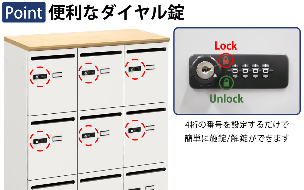 パーソナルロッカー スチールロッカー 9人用 ポイント2 ダイヤル錠 ダイヤルロック 家具のAKIRA