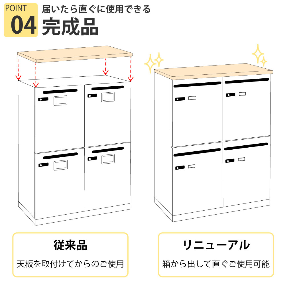 パーソナルロッカー ロッカー 個人収納 収納 ナチュラル木目天板 ホワイト本体 4人用 組立簡単 家具のAKIRA