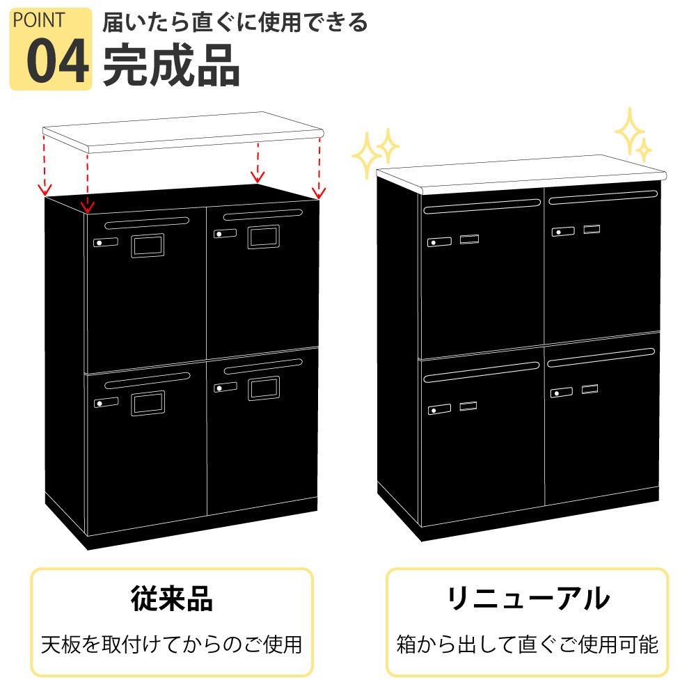 パーソナルロッカー ロッカー 個人収納 収納 ホワイト天板 ブラック本体 4人用 組立簡単 家具のAKIRA