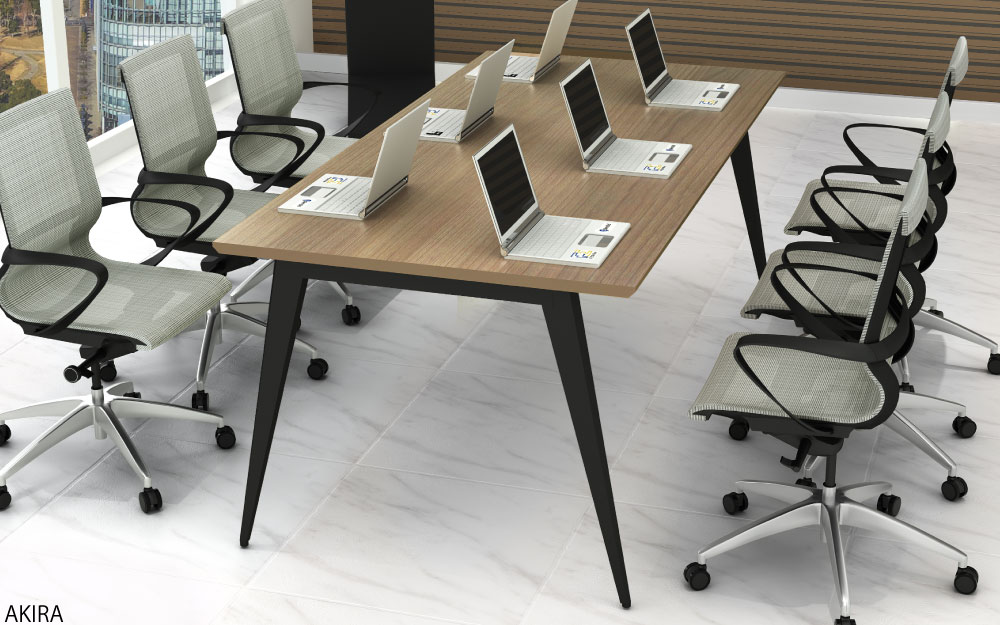ミーティングテーブル テーブル 会議テーブル 会議用テーブル ライトブラウン×ブラック イメージ画像 家具のAKIRA