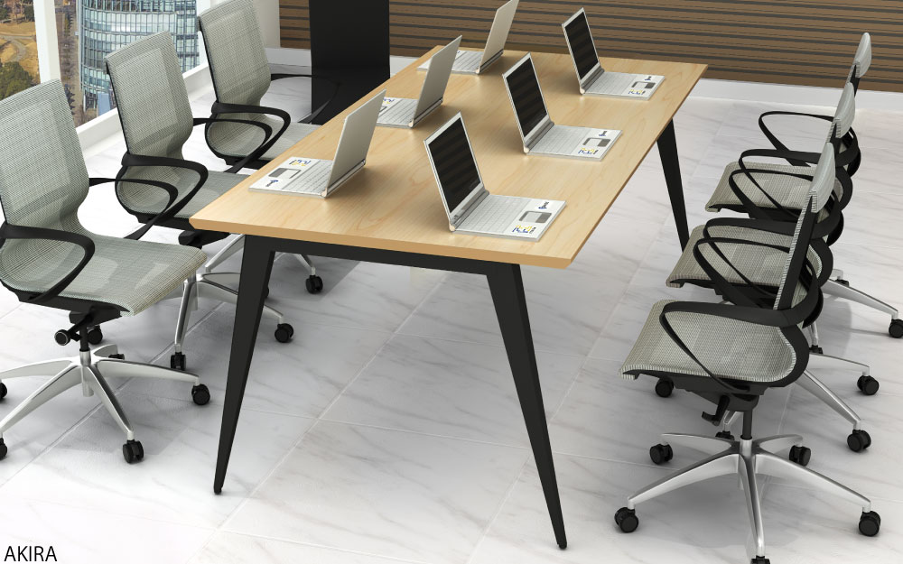 ミーティングテーブル テーブル 会議テーブル 会議用テーブル ナチュラル×ブラック イメージ画像 家具のAKIRA