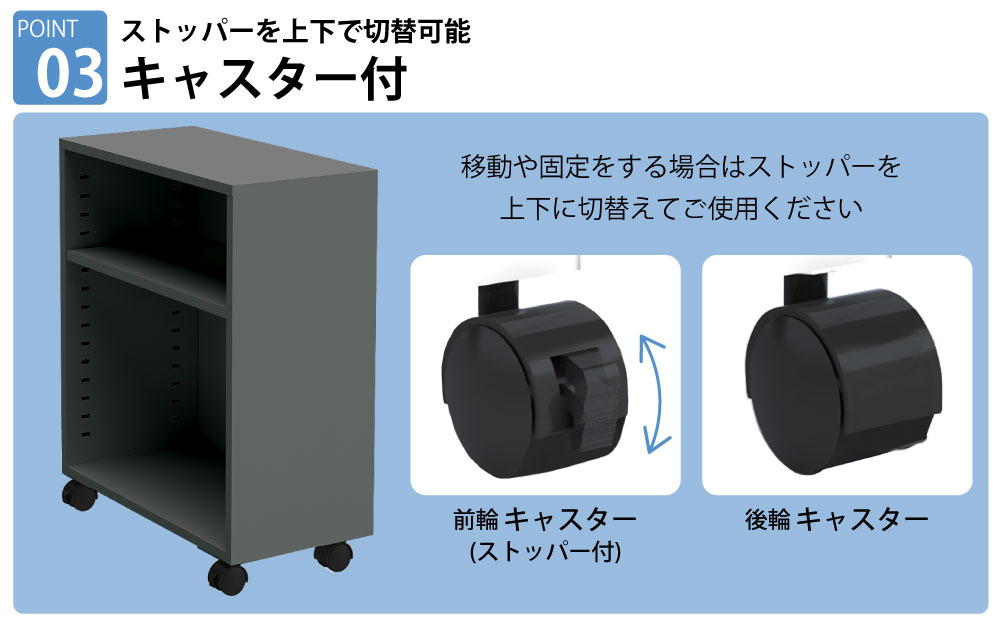 オープンワゴン 机下収納ワゴン デスク下収納 ワゴン グレー ポイント3 キャスター付 家具のAKIRA