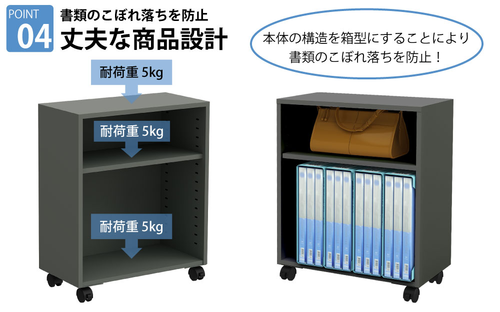 オープンワゴン 机下収納ワゴン デスク下収納 ワゴン グレー 丈夫な商品設計 組立簡単 家具のAKIRA