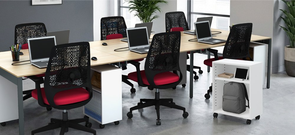 机下収納サイドワゴン（ホワイトカラー）設置イメージ