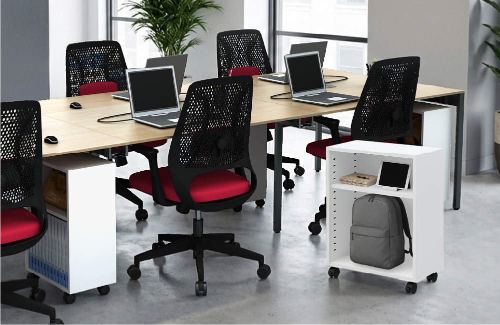 机下収納サイドワゴン（ホワイトカラー）設置イメージ