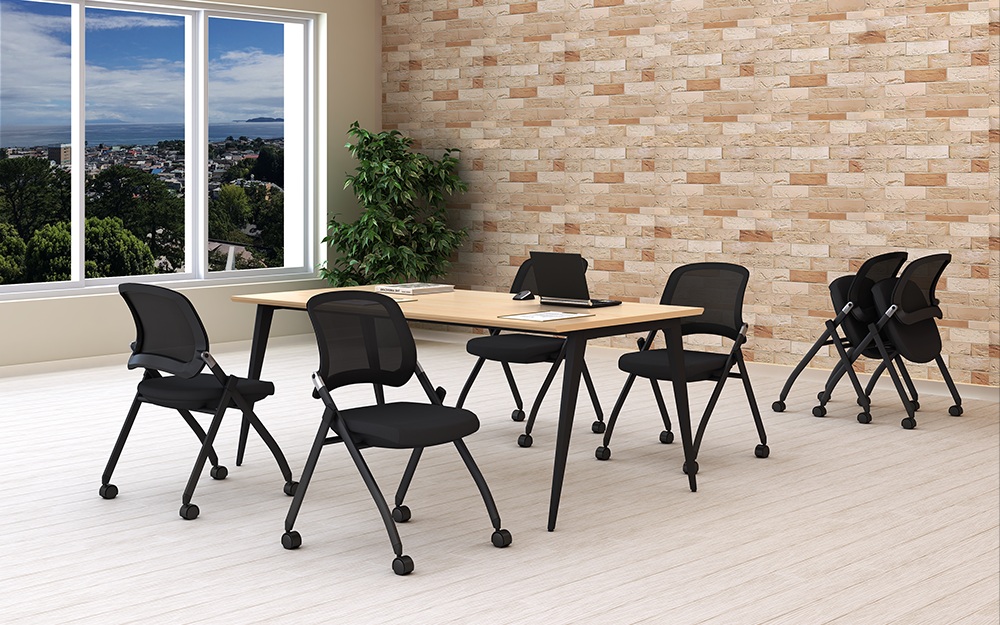 スタッキングチェア　ミーティングチェア　会議チェア　折りたたみ椅子　ブラック イメージ画像　家具のAKIRA