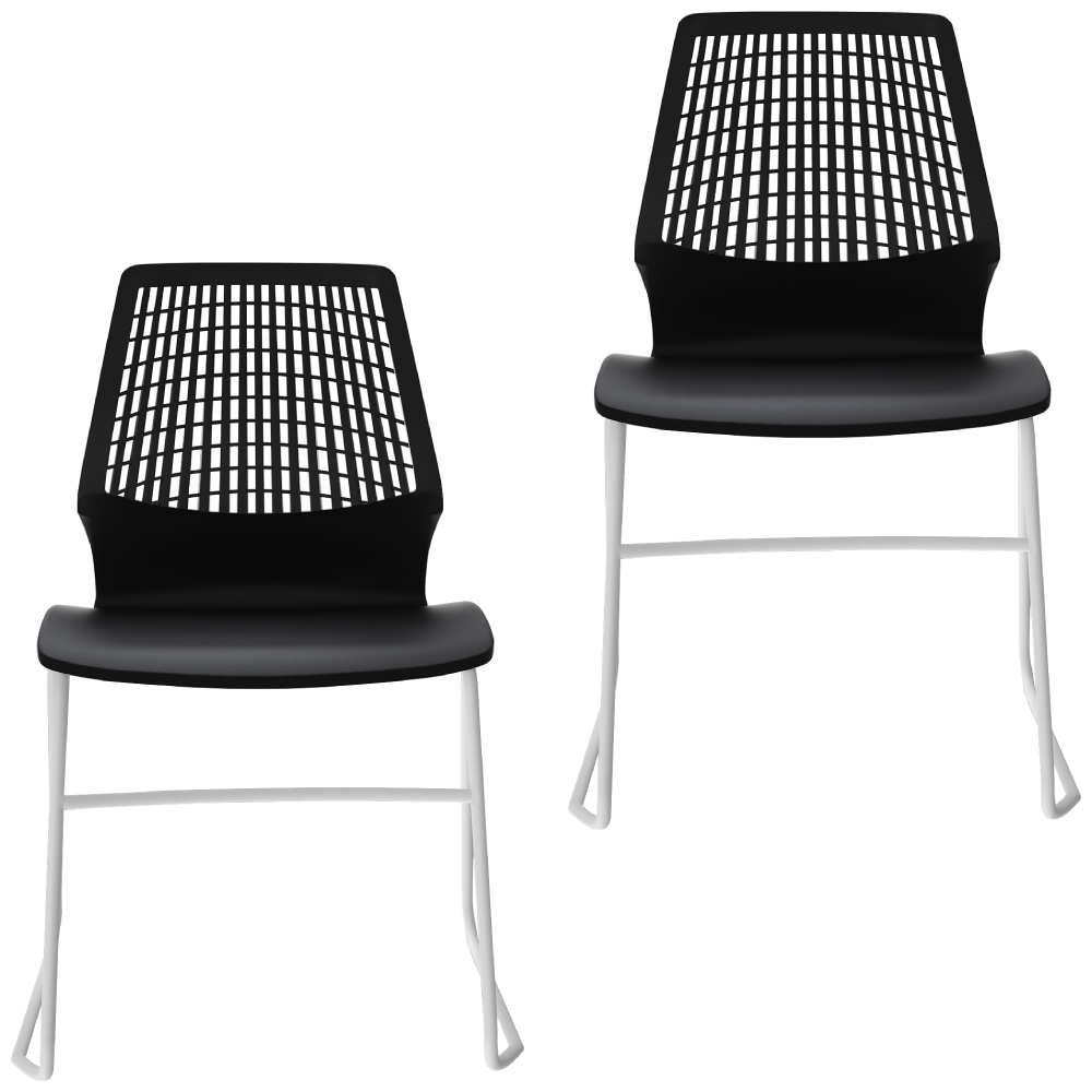 ミーティングチェア　会議チェア　カフェチェア　椅子　2脚セット　ブラック　ホワイト