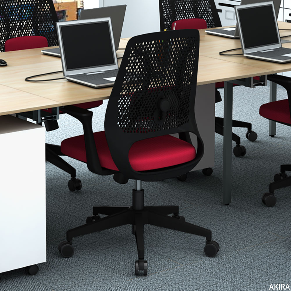 オフィスチェア チェア レッド ブラック イメージ画像 多機能満載 家具のAKIRA