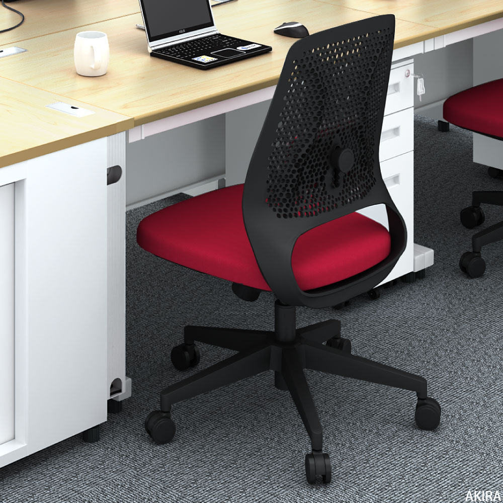 オフィスチェア チェア レッド ブラック イメージ画像 多機能満載 家具のAKIRA