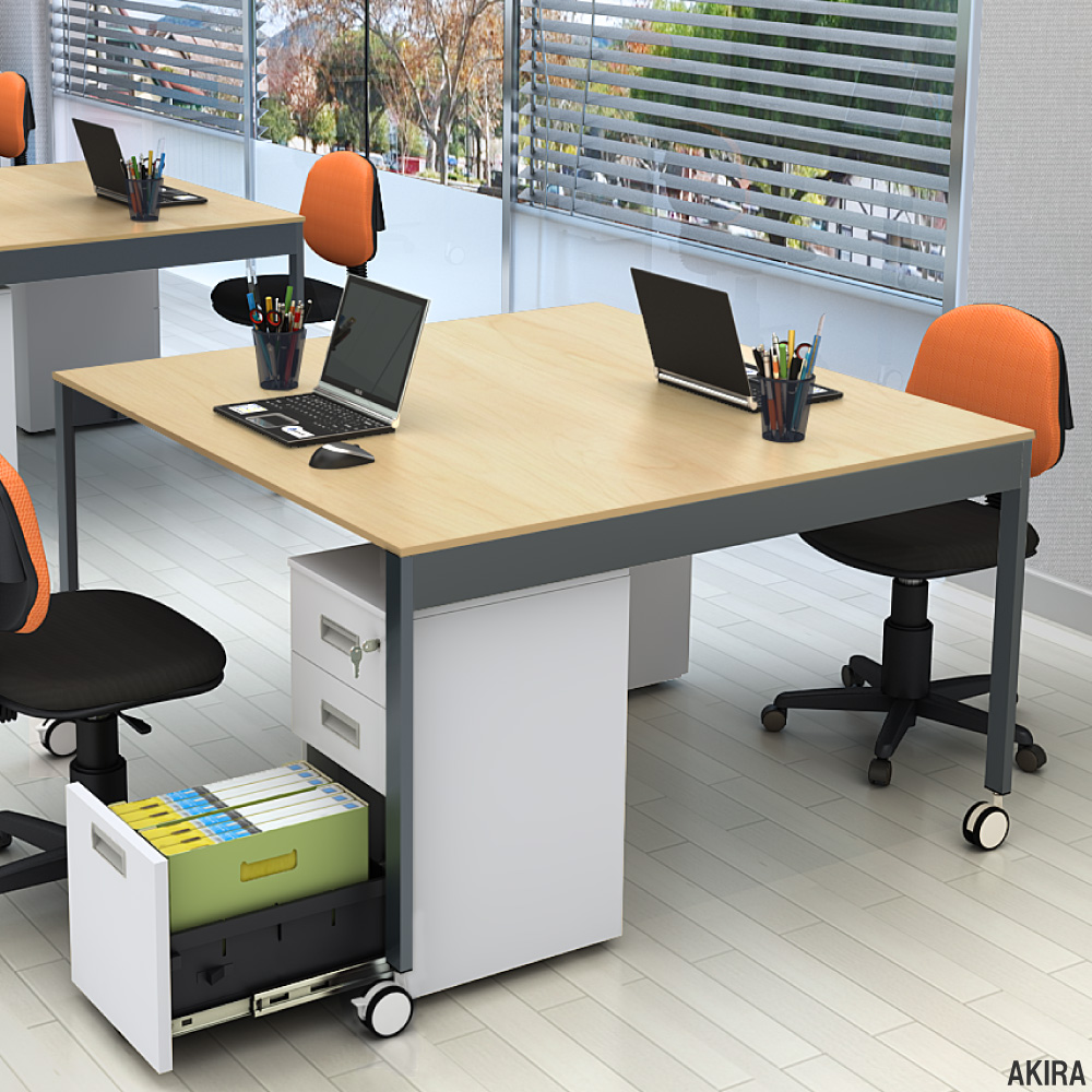 フリーアドレスデスク オフィスデスク キャスター付き 幅1200×奥行1200