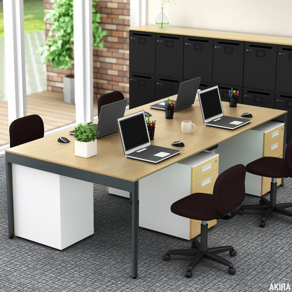 フリーアドレスデスク オフィスデスク コンセント付き 幅2400