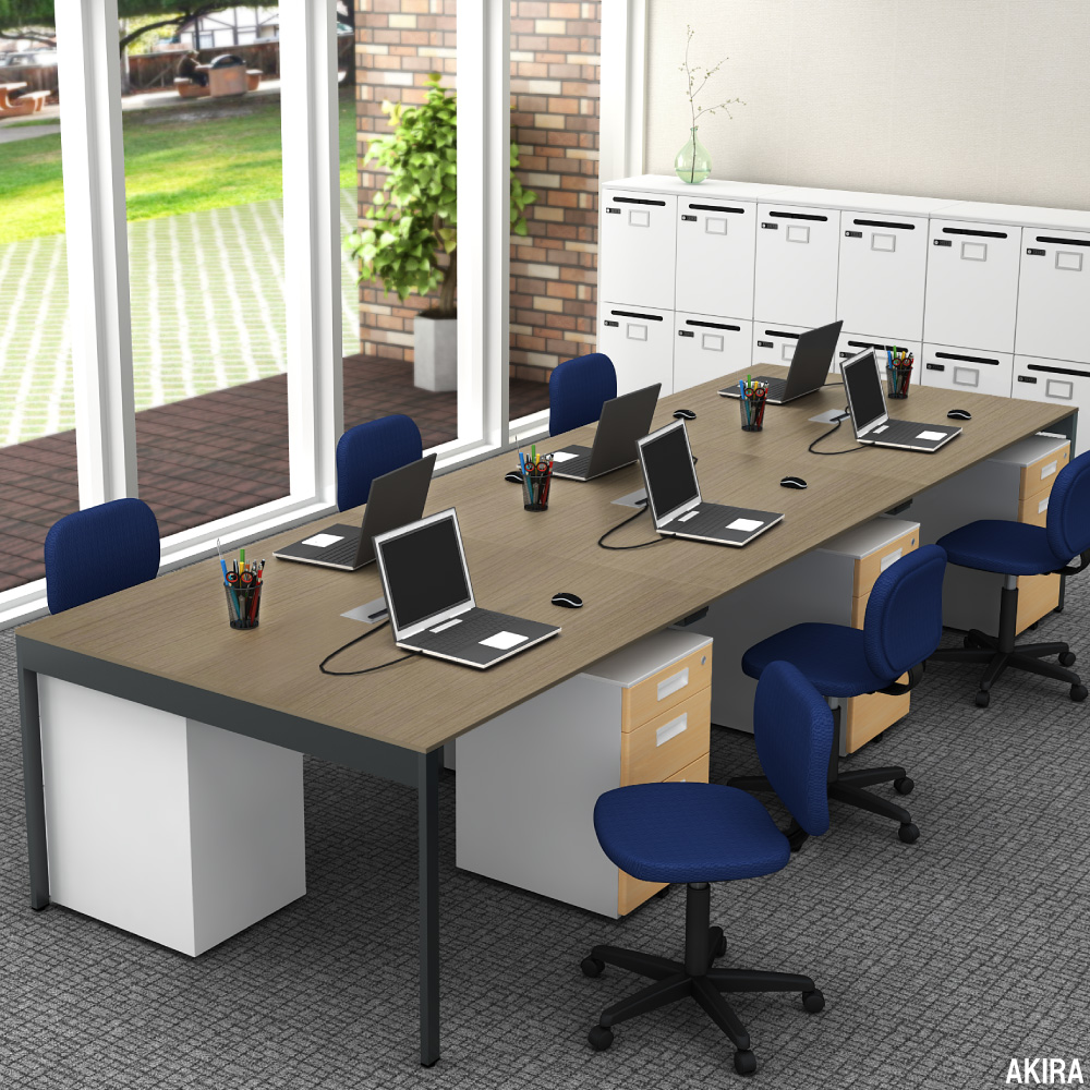 フリーアドレスデスク オフィスデスク 配線キャップ コンセント付き 幅