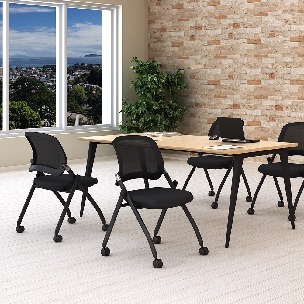 スタッキングチェア　ミーティングチェア　会議チェア　折りたたみ椅子　ブラック イメージ画像　家具のAKIRA