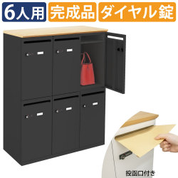 パーソナルロッカー スチールロッカー 6人用 ナチュラル木目×ブラック 家具のAKIRA
